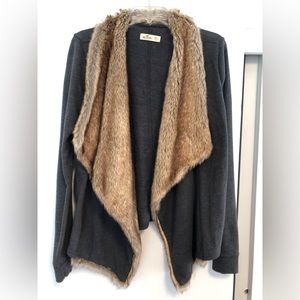 Hollister fur trim cardigan